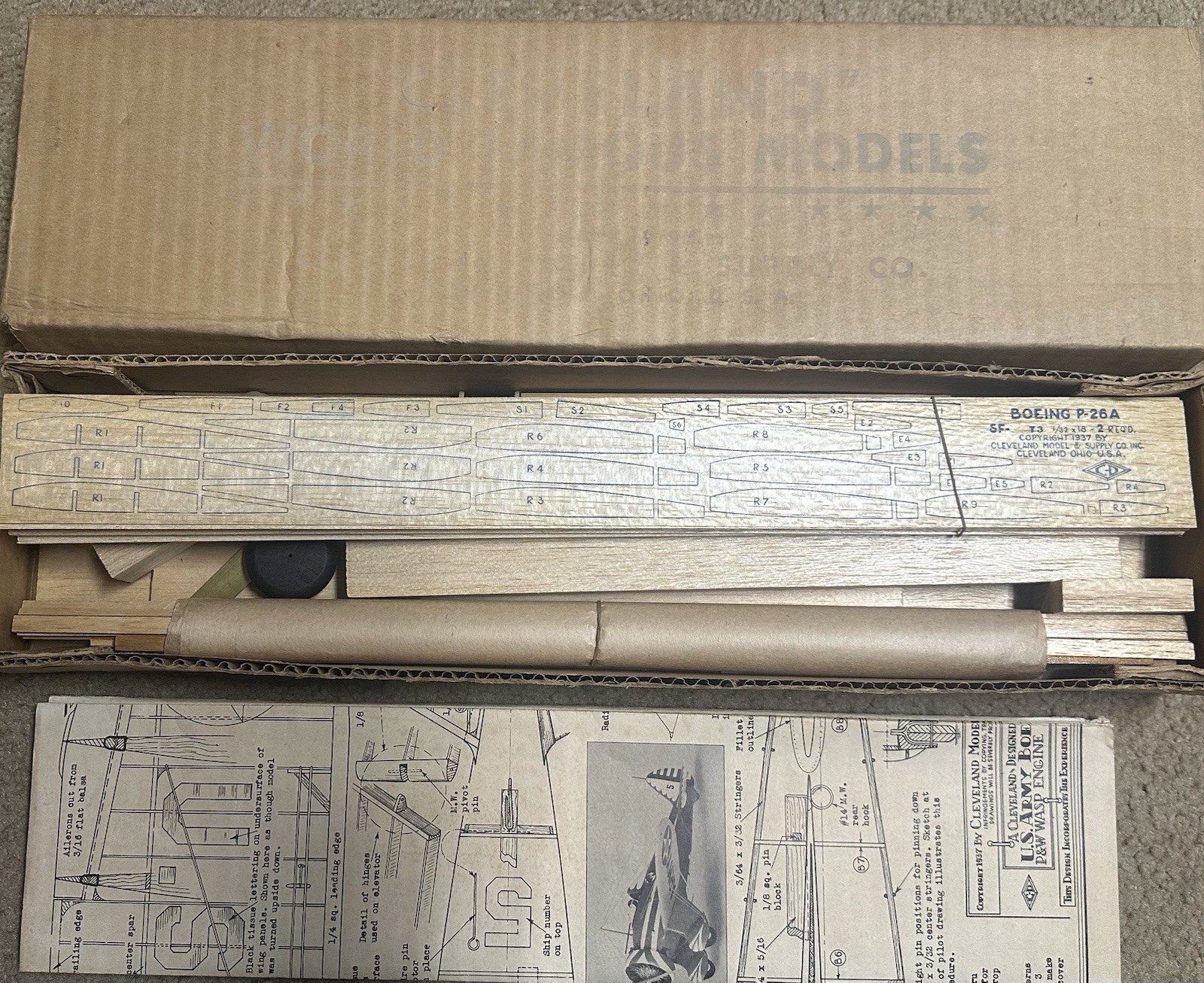 Cleveland Model Kit Boeing U. S Army P-26 Pursuit Model Airplane Kit