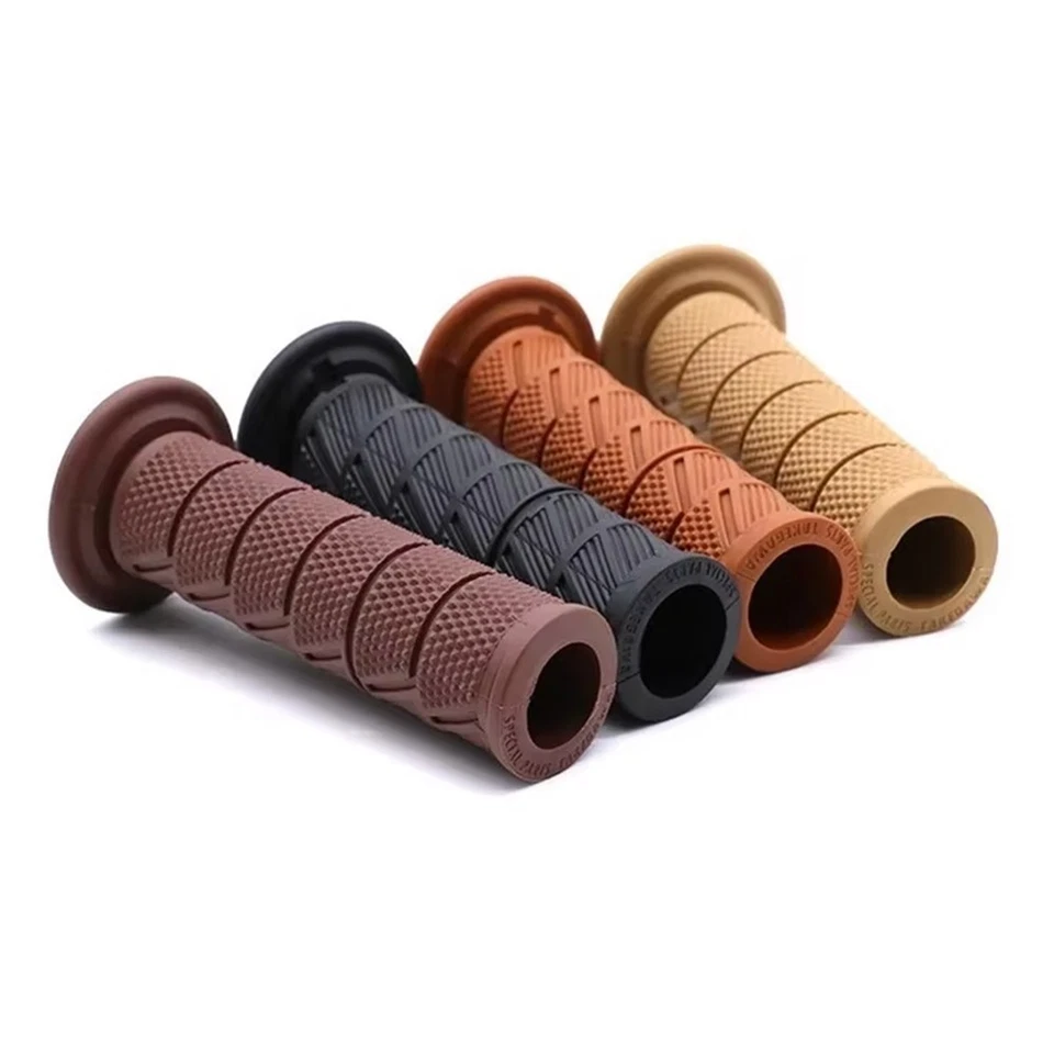 Motorcycle Handlebar Grips 7/8" 22mm – Vintage Cafe Racer JDM Diamond Rubber - Image 3 of 4