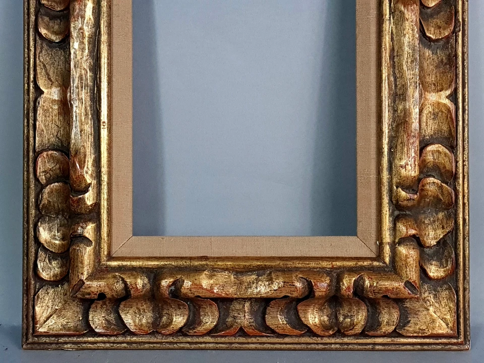 Cadre style ancien 43x38 cm, feuillure: 25x20 ou 28x23 cm bois sculpté doré C792 - Photo 3/4