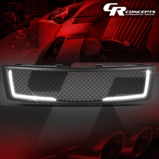 Matte Black Mesh Front Grille w/ LED DRL for 2007-2013 Chevy Silverado 1500