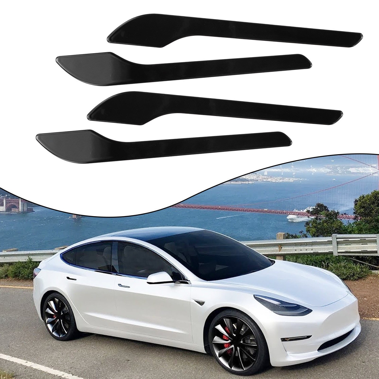 Premium Glossy Black Door Handle Cover Kit for For TESLA Models 3 and Y