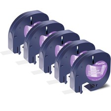 5pk DYMO LetraTag Refill 16952 Clear Plastic Lable Tape 12mm Compatible LT-100H
