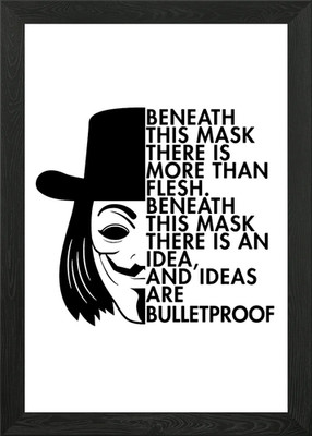 V wie Vendetta Zitat gerahmtes Wandbild Poster Leinwanddruck Bild