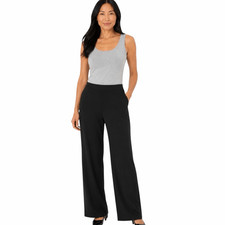 EILEEN FISHER Women s Black Organic Cotton Wide-Leg Pants Size Large