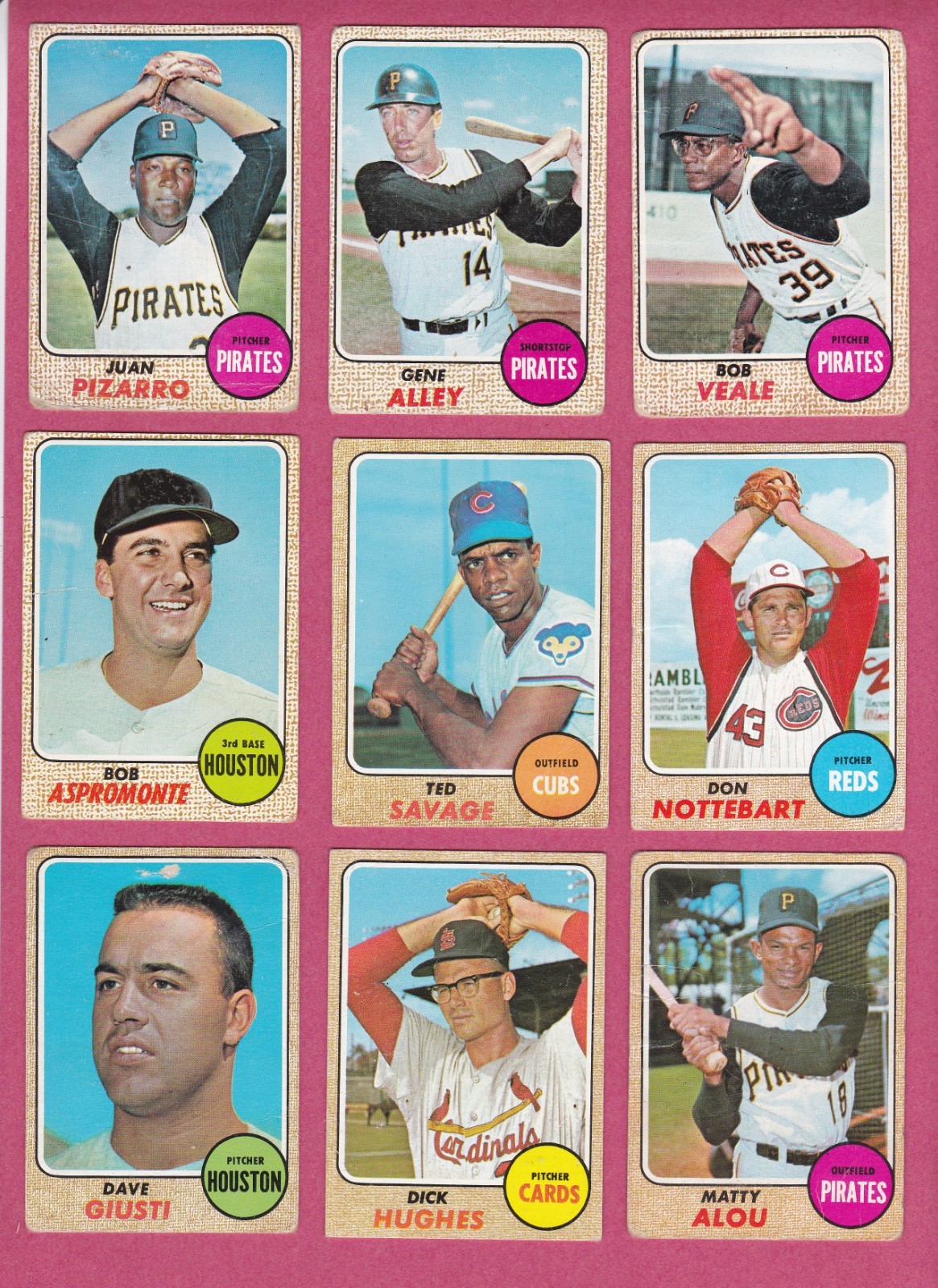 1968 Topps Baseball Cards - commons, poor/fair/good condition, filler cards