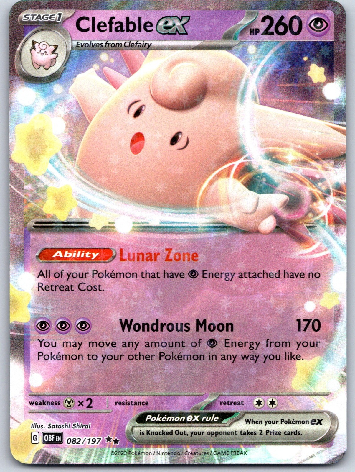 Clefable ex 082/197 Near Mint SV03: Obsidian Flames Pokemon Shipnow