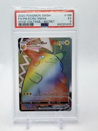 2020 POKEMON SWORD & SHIELD VIVID VOLTAGE SECRET FULL ART/PIKACHU VMAX PSA 5