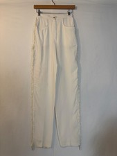 Vintage 1980s white nylon fringe dress pants