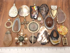 Vintage - Now 20 Piece Earthy Natural Tones Pendants Craft Wear Jewelry Lot #4