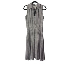 NEW Tahari Women's 8 Snake Mesh Print Sleeveless Collared Pleated Midi Dress