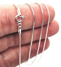 Silver Chain Necklace Box Link 1mm Italian 925 Sterling Jewellery Unisex