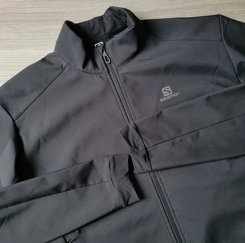 Salomon Jacket Men's 2XL XXL Black Agile Soft Shell Fleece Lined Hiking Outdoors - product listing photo