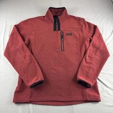 Helly Hansen Daybreaker Fleece Pullover Mens L Red 1/4 Zip Sweatshirt Sweater