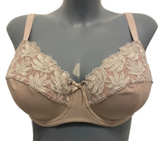 Taupe Bra 42B Underwired no padding pretty floral trim supportive full cups