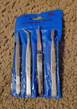 4 Piece Tweezer Set - New