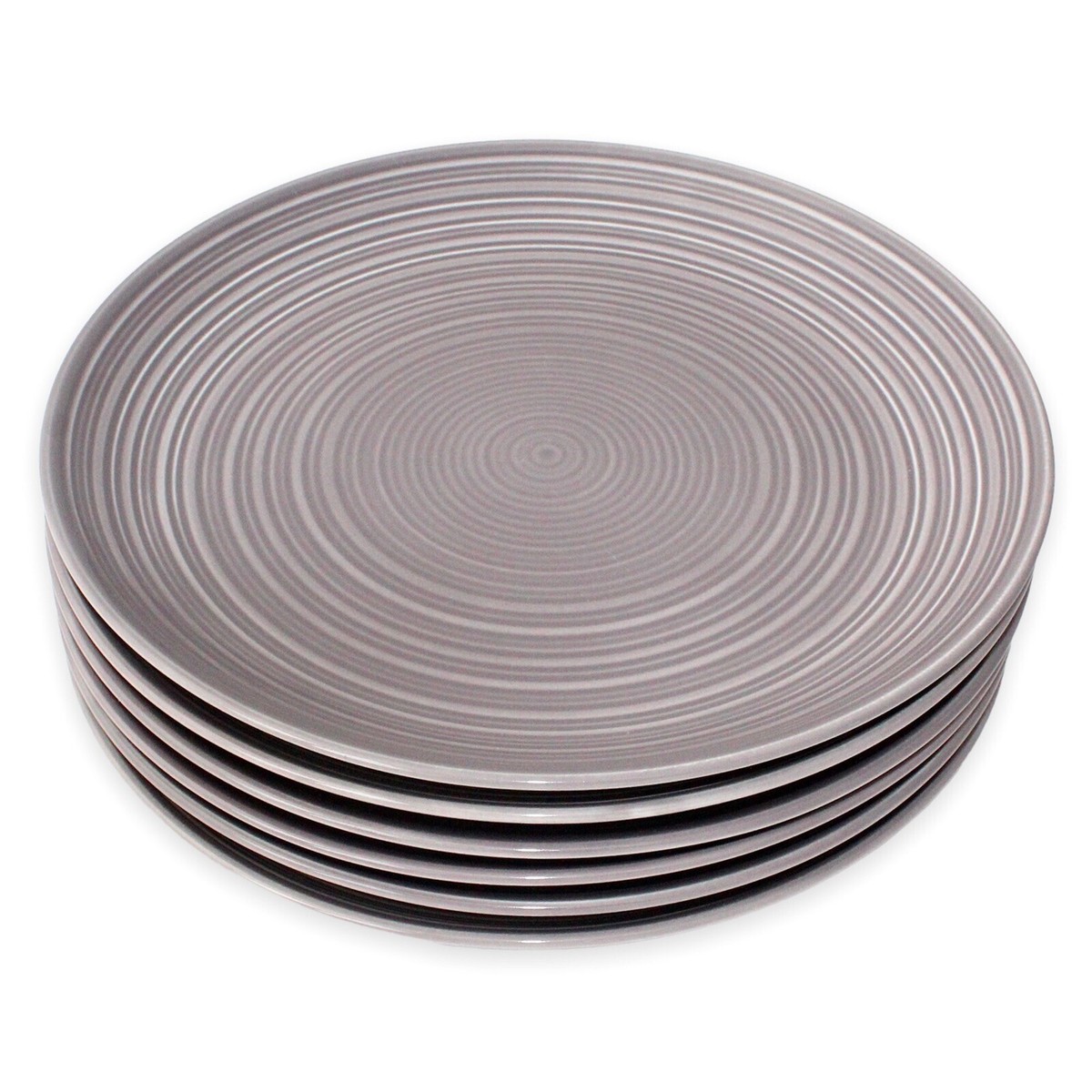 Denby Ripple Dinner Plates Set of Grey Gray Stoneware Extra