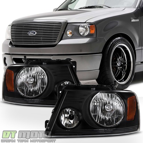 Smoke Lens Headlights For 2004-2008 Ford F-150 & 2006-2008 Lincoln Mark LT – Chrome Housing