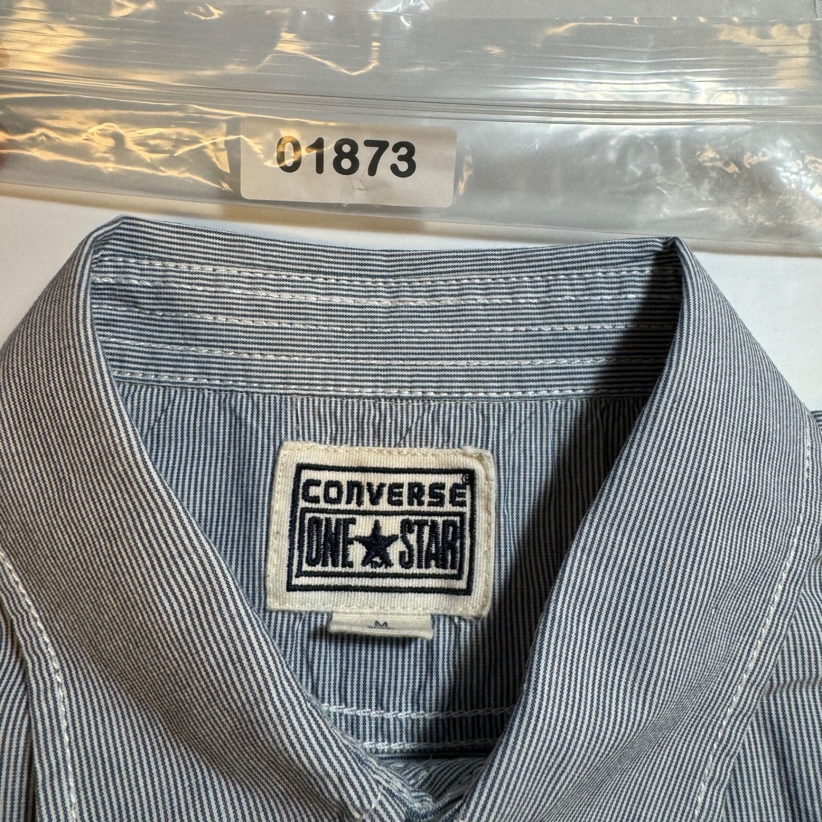 Converse One Star Men's Size M Blue Pinstripe Cotton Long Sleeve Casual Shirt thumbnail 16