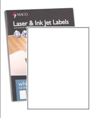 MACO Laser/Ink Jet White Full Sheet Labels, 8.5'' X 11'', 100 Per Box - Pack of 3