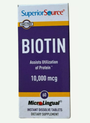 Superior Source Biotin Instant Dissolve Tablets - 10000mcg  60 Count - Ex: 8/26