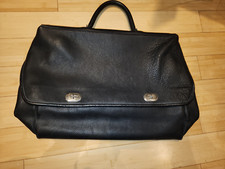 Vintage Black Pebbled Leather Executive Briefcase Legal Case Travel Satchel