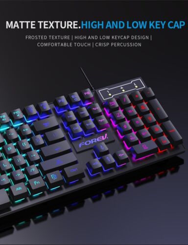 Newly Wired Gaming Keyboard Gaming Mouse Kit 1600DPI with RGB Backlight Keyboard - Picture 12 of 12