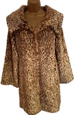Glamorous Paraphrase Leopard Print Faux Fur Coat Uk 10