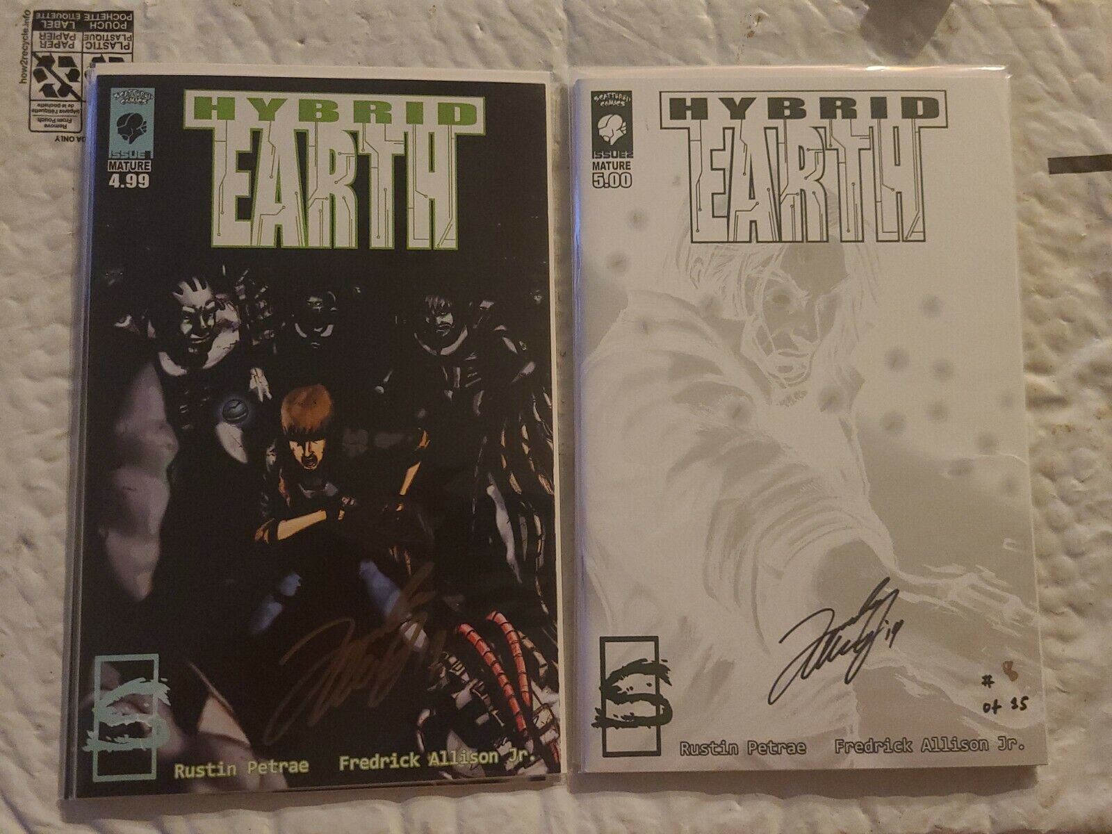 Splattered Comics Hybrid Earth #1 2 Lot Of 2 Books Signed