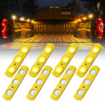 Xprite 4/8pcs Truck Pickup Bed Light LED Pod Decor Offroad Underglow Rock Light