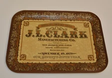 Vintage 1979 J.L.Clark Manufacturing Co. Advertising tin tray  12 x 9"