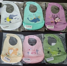 Silicone Bib for baby boy or girl, waterproof, animal print