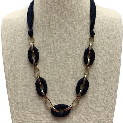 Chain Necklace Navy Chunky Necklace Blue Clear Statement Necklace