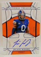 JELANI WOODS RC /75 AUTO COLLEGIATE NATIONAL TREASURES PANINI FOOTBALL 2022