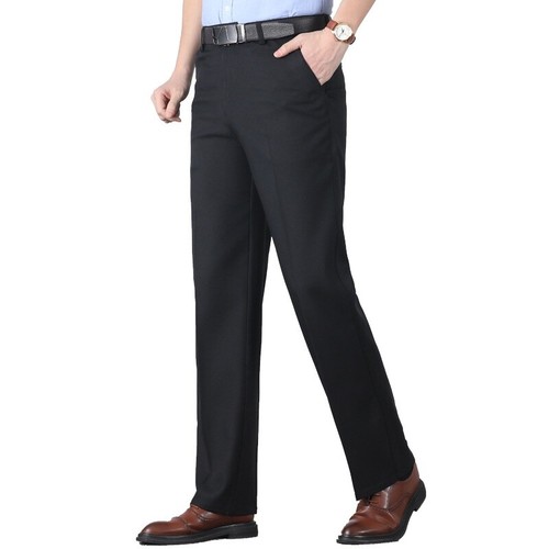 Men Fleece Lined Pants Suit Trousers Stretch Straight Leg Thick Business Bottoms - Picture 1 of 16
