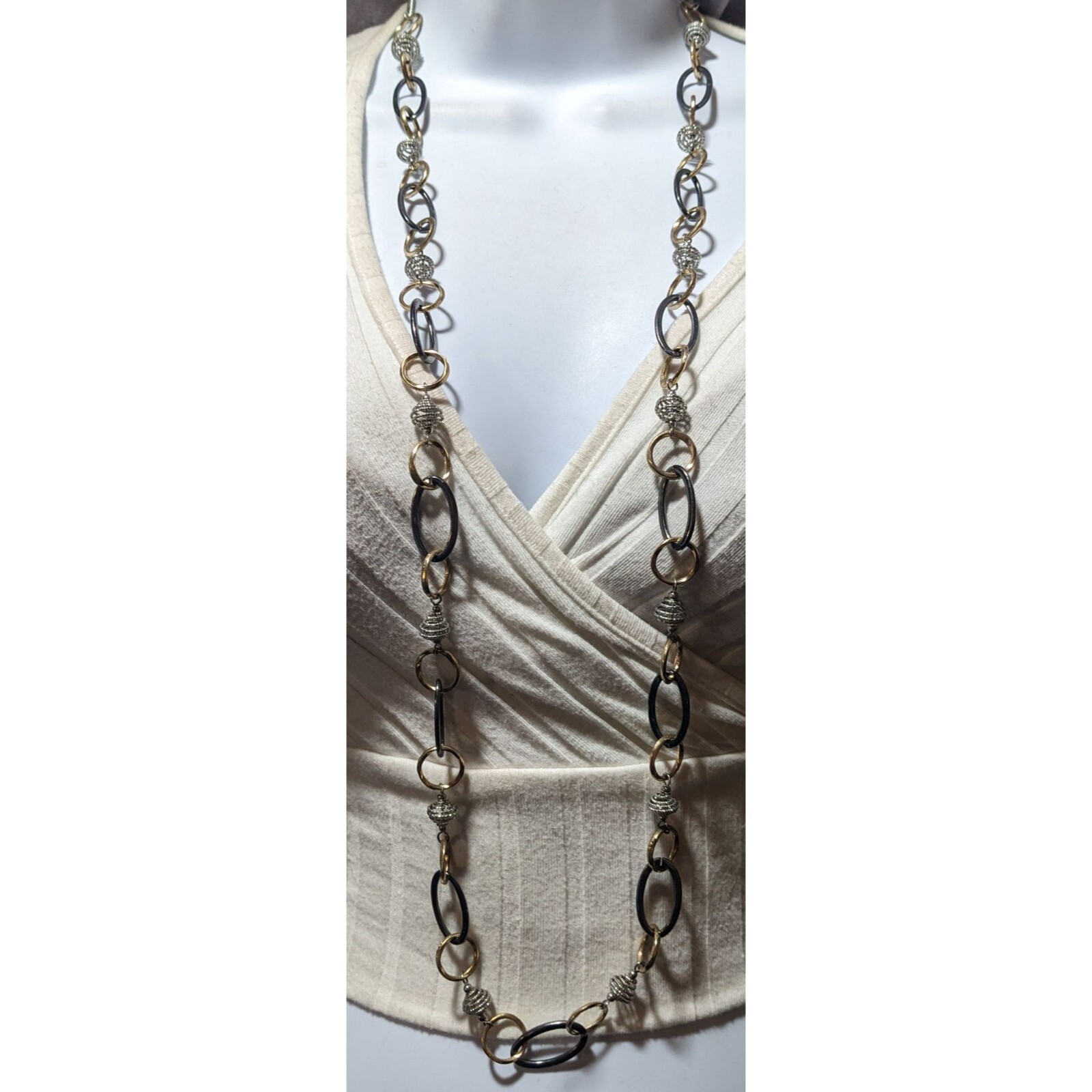 Multi Metallic Statement Chain  Necklace - image 5