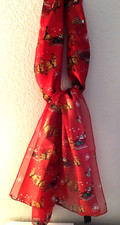 Women's Long Scarf - Santa Claus Sleigh Reindeer Red Background