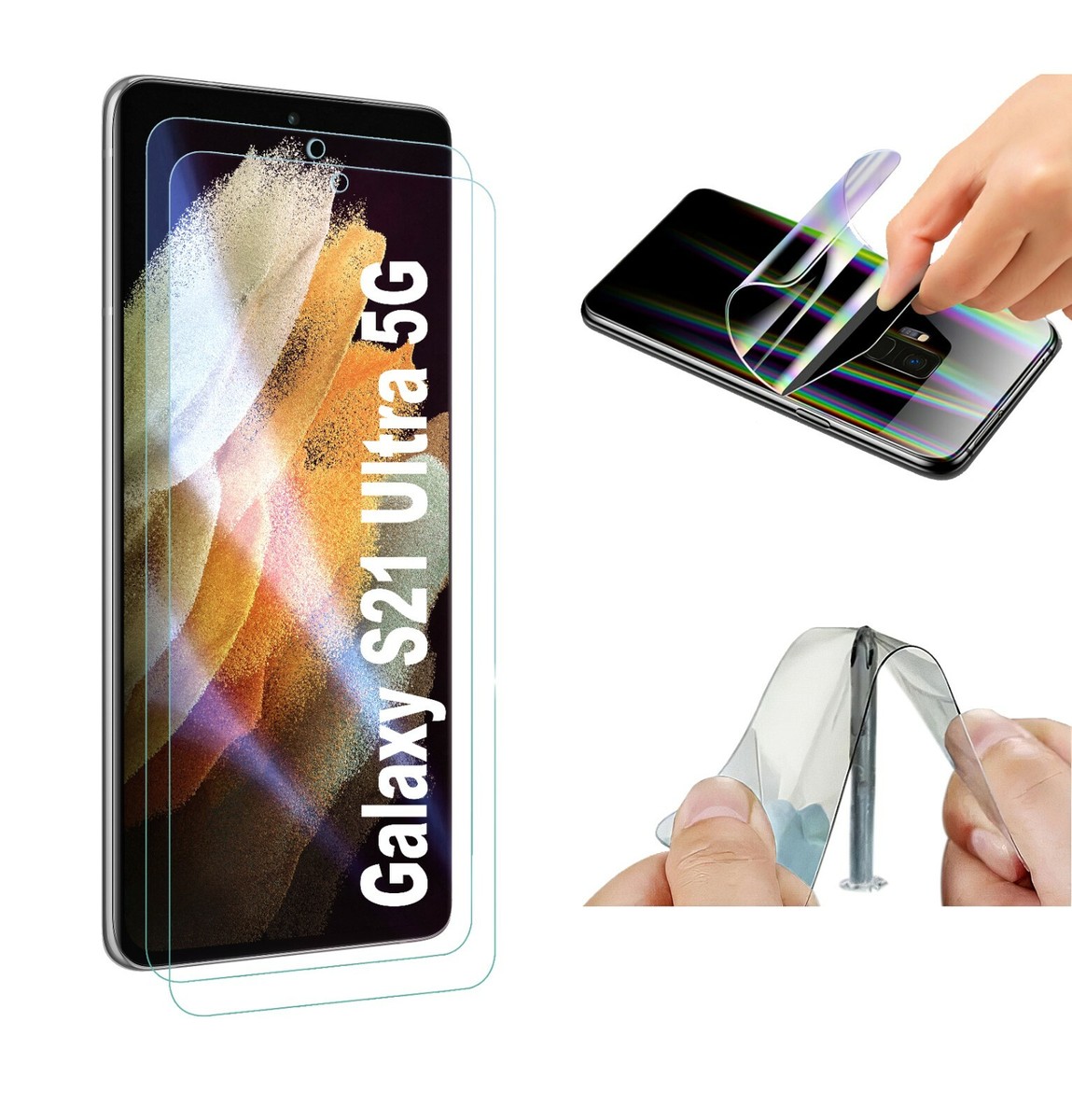 2x For Samsung Galaxy S21 Ultra 5G Hydrogel Full Cover Screen Protector  Shield