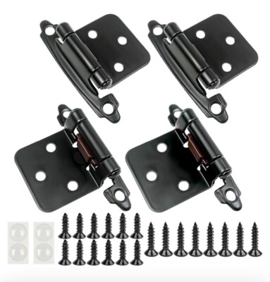 4-Kitchen Cabinet Hinges Overlay Self Closing Face Mount Cupboard Door Hinges