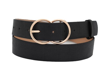 Women Black Color Faux Leather Classic Belt Hip High Waist  display picture 1