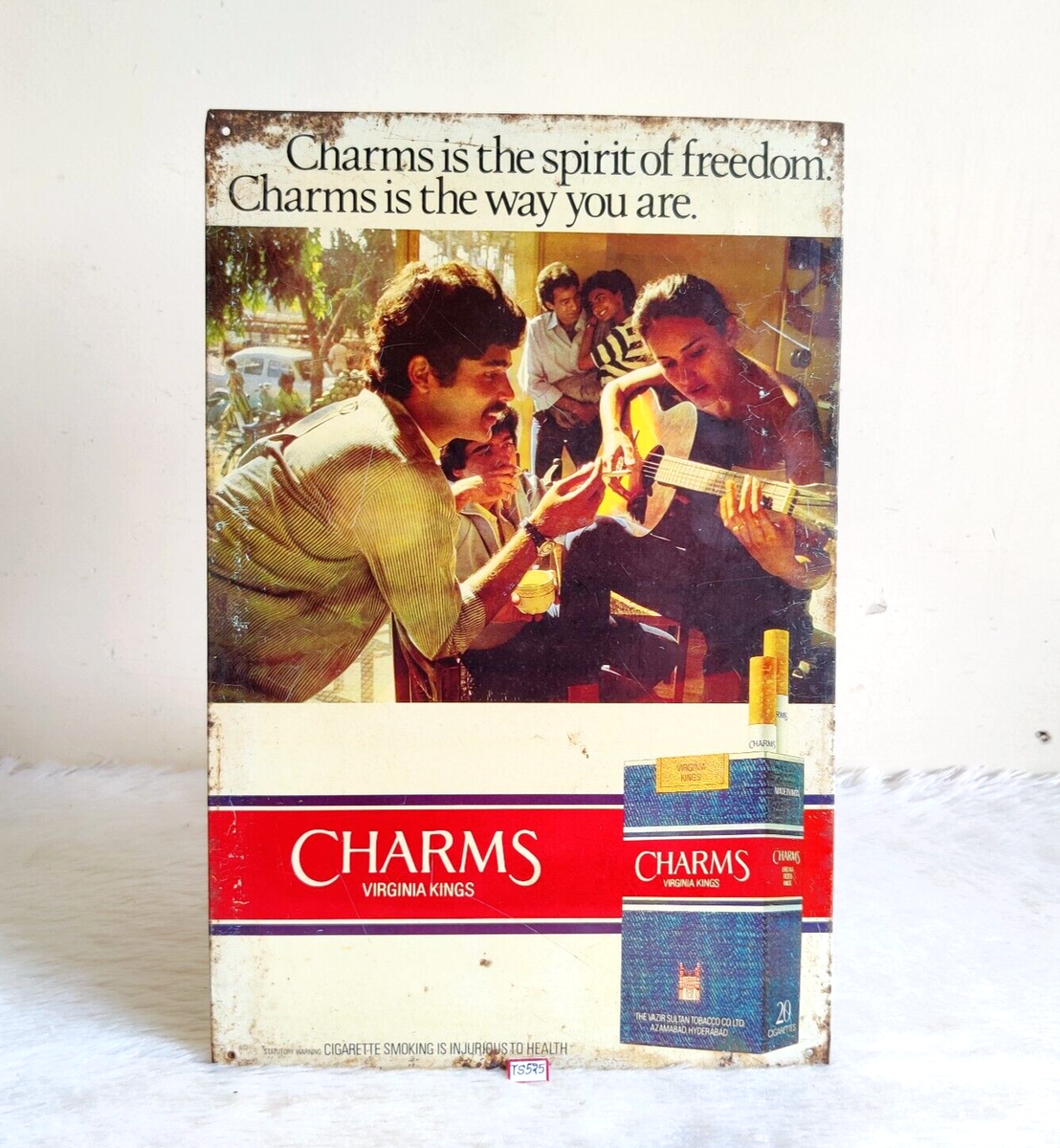 Vintage CHARMS Virginia Kings Advertising Cigarette Tin Sign Board Old TS525