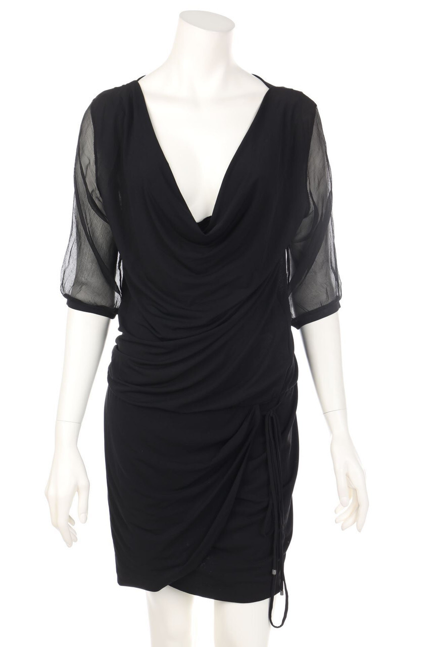 SCERVINO Street Vestido Chimenea Cuello Seda I 46 = D 40 Black Menta