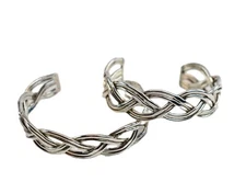 Silver Metal Braid Weave Cuff Bracelet Boho Fashion Jewelry