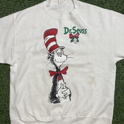 Cat In the Hat Sweater Kids Large Vintage 90s Dr Seuss Cartoon