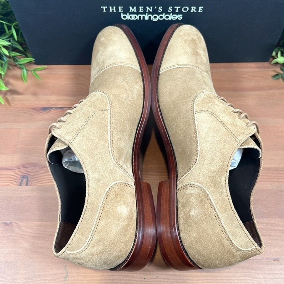 The Men's Store at Bloomingdale's Cap Toe Tan Suede Oxford Shoes Size 9