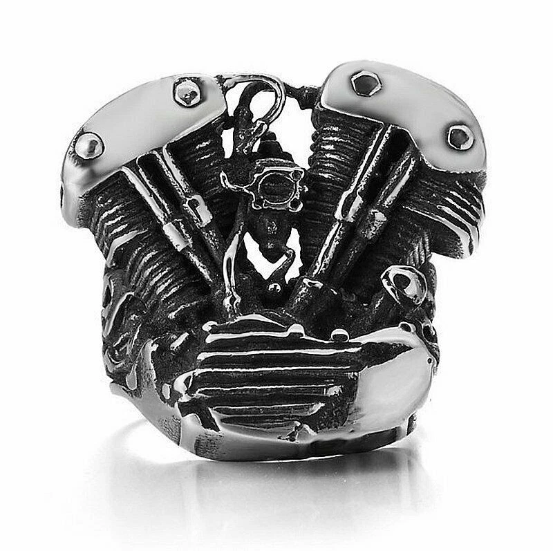 Mens Motorcycle Shovelhead Engine Ring Stainless Steel Size 9 eBay