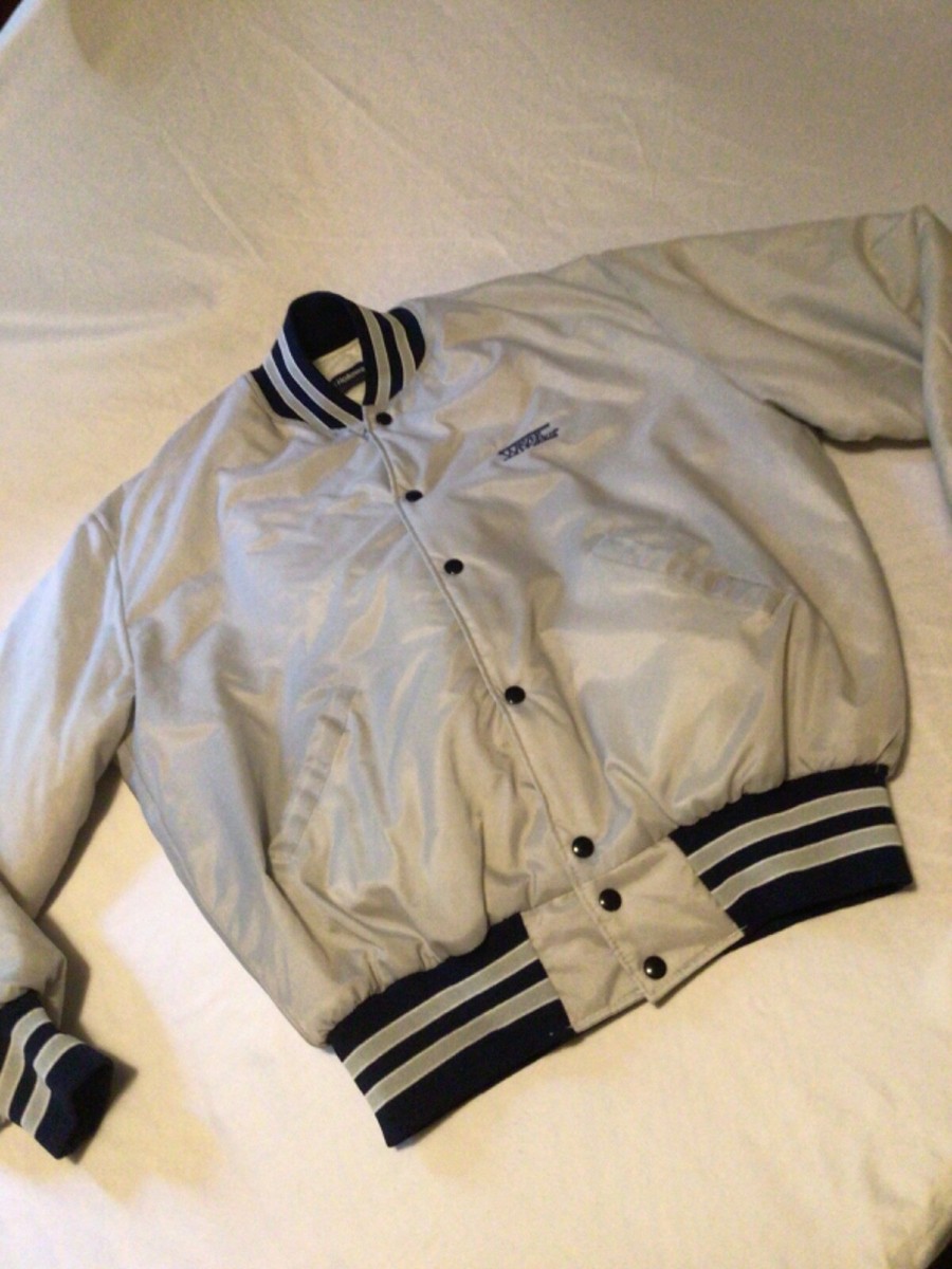Vintage Holloway Bomber Satin Jacket ~XL~Wayne Homes~Gray