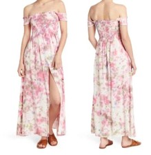 Area Stars Pink Kaian Smocked Trim Maxi Dress Women's Size Small