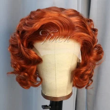 Ginger Lace Front Wig Synthetic Hair Heat Resistant Cosplay Drag Queen Short Wig