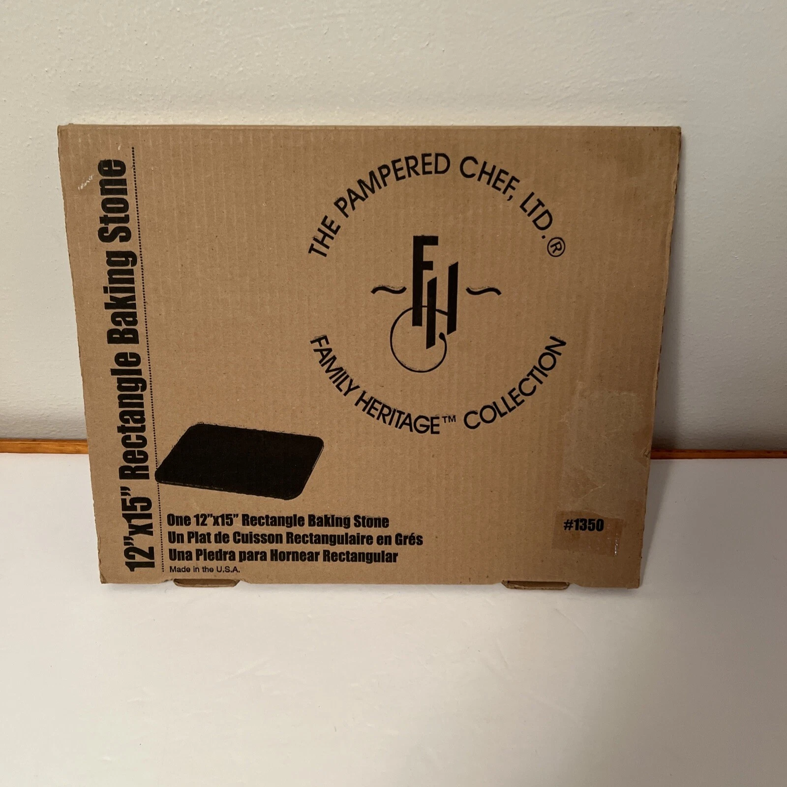 PAMPERED CHEF Classic Rectangle 12 x 15" Flat Baking Stone #1350 Family Heritage