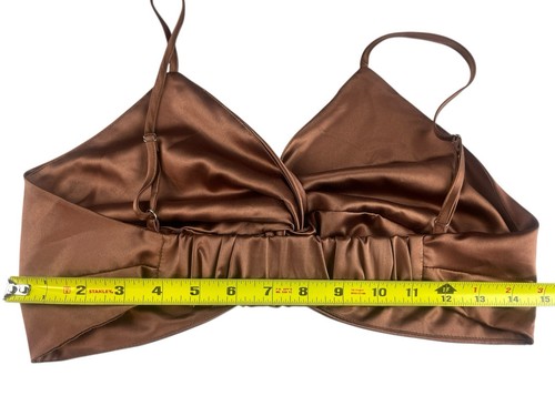 Brown Satin Tube Top Spaghetti Strap Size Medium Spring Haze Los Angeles - Picture 5 of 6